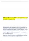    Infection Preventionist Post Test questions and answers 100% verified.