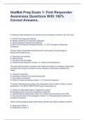 HazMat Prep Exam 1: First Responder Awareness Questions With 100% Correct Answers.