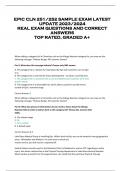 EPIC CLN 251/252 SAMPLE EXAM LATEST  UPDATE 2023/2024  REAL EXAM QUESTIONS AND CORRECT  ANSWERS  TOP RATED, GRADED A+ 