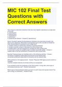 MIC 102 Final Test Questions with Correct Answers 