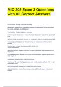 Bundle For MIC 205 Exam Questions with All Correct Answers