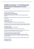 HazMat Prep Exam 1: First Responder Awareness| 75 Questions| Correct Answers