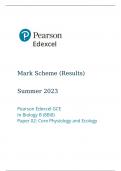 Pearson Edexcel GCE In Biology B (8BI0) Paper 02 Summer 2023 Final mark scheme