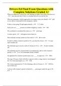 Drivers Ed Final Exam Questions with Complete Solutions Graded A+