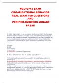 WGU C715 EXAM ORGANIZATIONALBEHAVIOR  REAL EXAM 100 QUESTIONS AND VERIFIEDANSWERS AGRADE PASS!!