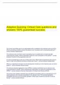 Adaptive Quizzing: Critical Care questions and answers 100% guaranteed success.