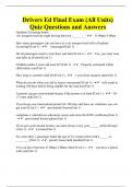 Drivers Ed Final Exam (All Units) Quiz Questions and Answers