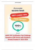 AANP FNP Certification Test Challenge Questions (238 Terms) with Solutions; Already Graded A+ 2023-2024.