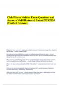 Club Pilates Written Exam Questions and Answers Well Illustrated Latest 2024 (Verified Answers) & Club Pilates ALL Quiz Questions and Answers Latest 2024-2025 Graded A+