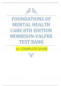 Foundations of Mental Health Care 8th Edition by Morrison-Valfre Test Bank All Chapters 1-33.