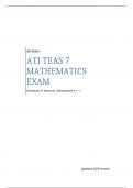 ATI TEAS 7 MATHEMATICS EXAM - Questions & Answers (Guaranteed A+) Best 2023