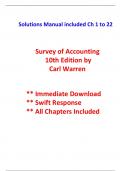 Solutions Manual Survey of Accounting, 10th Edition Warren (All Chapters included)