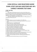 CCRN CRITICAL CARE REGISTERED NURSE EXAM LATEST 2023/2024 QUESTIONS AND 100% CORRECT ANSWERS TEST BANK A+