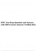 IFPC Test Prep Questions and Answers with 100%Correct Answers Verified 2023.