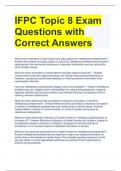 IFPC Topic 8 Exam Questions with Correct Answers 