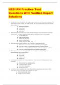 HESI RN Practice Test Questions With Verified Expert  Solutions