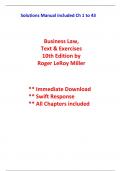 Solutions For Business Law, Text & Exercises, 10th Edition Miller (All Chapters included)