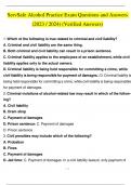 ServSafe Alcohol Practice Exam Questions and Answers (2023 / 2024) (Verified Answers)