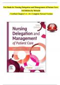 TEST BANK For Nursing Delegation and Management of Patient Care, 3rd Edition by Motacki, Verified Chapters 1 - 21, Complete Newest Version