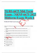 NURS 6675 Mid Term Exam / NRNP-6675 2023 Midterm Exam Week 6