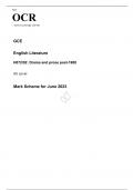 OCR AS Level English Literature H072/02 JUNE 2023 MARK SCHEME: Drama and prose post-1900