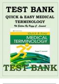 Test Bank for Quick & Easy Medical Terminology 9th Edition by Peggy C. Leonard 