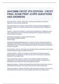 IAHCSMM CRCST 8TH EDITION - CRCST FINAL EXAM PREP JCSPD QUESTIONS AND ANSWERS