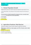 SOPHIA ENVIRONMENTAL SCIENCE UNIT 3 CHALLENGE 1 CORRECTLY ANSWERED /LATEST UPDATE VERSION/ GRADED A+