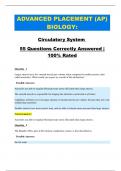 ADVANCED PLACEMENT (AP) BIOLOGY:   Circulatory System  55 Questions Correctly Answered |   100% Rated