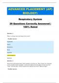ADVANCED PLACEMENT (AP) BIOLOGY:   Respiratory System 29 Questions Correctly Answered |   100% Rated