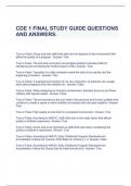  CDE 1 FINAL STUDY GUIDE QUESTIONS AND ANSWERS.