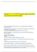  Chapter 1, 2, 4, 6 ATI Pharmacology questions and answers well illustrated.