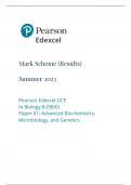 Edexcel A level Biology Paper 1 Mark Scheme June 2023