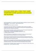    CLG 0010 DOD GOV. COM. PUR. CARD OVERVIEW EXAM questions and answers well illustrated.