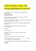 CDA Practice Exam, 163 Exam Questions & Answers ACTUAL SOLUTION