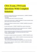 CDA Exam, 270 Exam Questions With Complete Solutions