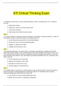 ATI Critical Thinking Exam 2019 For ATI Proctored Questions and Answers (Verified by Expert)
