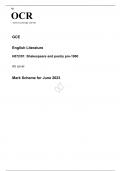 OCR AS Level English Literature H072/01 JUNE 2023 MARK SCHEME: Shakespeare and poetry pre-1900