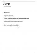 OCR GCSE English Literature J352/01 JUNE 2023 MARK SCHEME: Exploring modern and literary heritage texts