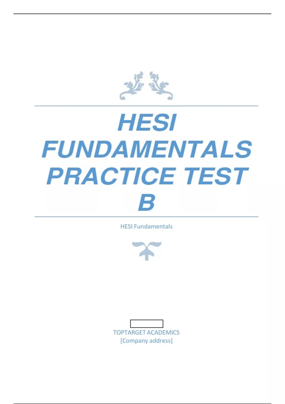 Updated HESI Fundamentals Practice Test B - HESI Fundamentals Practice ...