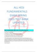 (500+ QUESTIONS AND VERIFIED ANSWERS)UPDATED ALL HESI FUNDAMENTALS EXAM SPRING 2023.TEST BANK UPDATED