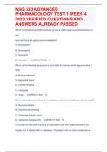 NSG 533 ADVANCED  PHARMACOLOGY TEST 1 WEEK 4  2023 VERIFIED QUESTIONS AND  ANSWERS ALREADY PASSED