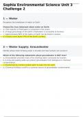 SOPHIA ENVIRONMENTAL SCIENCE UNIT 3 CHALLENGE 2 CORRECTLY ANSWERED /LATEST UPDATE VERSION/ GRADED A+