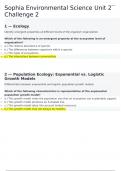 SOPHIA ENVIRONMENTAL SCIENCE UNIT 2 CHALLENGE 2 MILESTONE 1 CORRECTLY ANSWERED /LATEST UPDATE VERSION/ GRADED A+