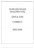 NURS 4210 EXAM (WALDEN UNI) QNS & ANS CORRECT 20232024