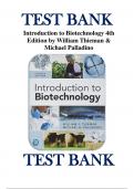 Test Bank - Introduction to Biotechnology, 4th Edition (Thieman, 2019), Chapter 1-13 | All Chapters