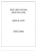 ENG 2011 EXAM ( SOUTH UNI ) QNS & ANS 20232024 INTRO TO AMERICAN LITERATURE.