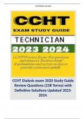 CCHT Dialysis exam 2020 Study Guide Review Questions (238 Terms) with Definitive Solutions Updated 2023-2024.