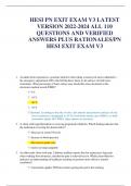  110 QUESTIONS AND VERIFIED ANSWERS LATEST HESI PN EXIT EXAM V3 LATEST VERSION 2022-2024 ALL PLUS RATIONALES/PN HESI EXIT EXAM V3