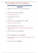 Hesi A2 Chemistry exam V1 & V2 latest 2023 HESI CHEMISTRY V1/V2 (140 QUESTIONS AND ANSWERS) 1. If Hydrogen is in a compound, what would its oxidation number be? +1 2. What is the oxidation number of any simple ion? The same as the charge of the ion 3. How